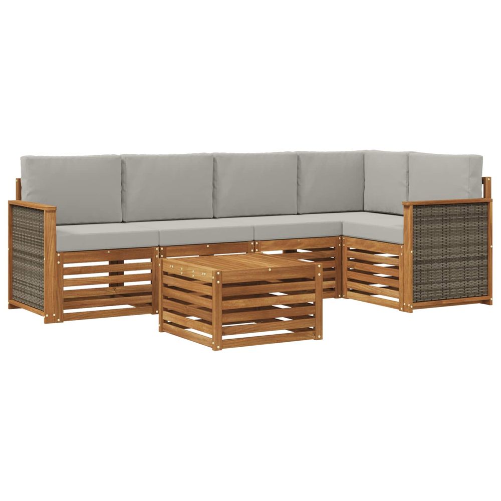 Ensemble de canapés d'extérieur 5 pc naturel et gris clair