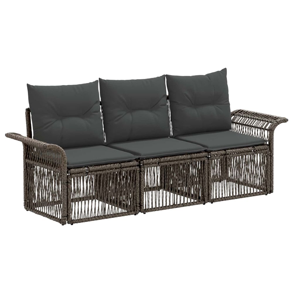 Ensemble de canapé de jardin 3 pc gris polyrotin