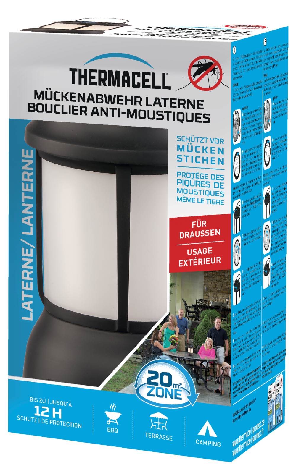 Thermacell lampe anti-moustiques et moustiques tigres - extérieur, jardin, terrasse - sans fil - zone de protection 20m²