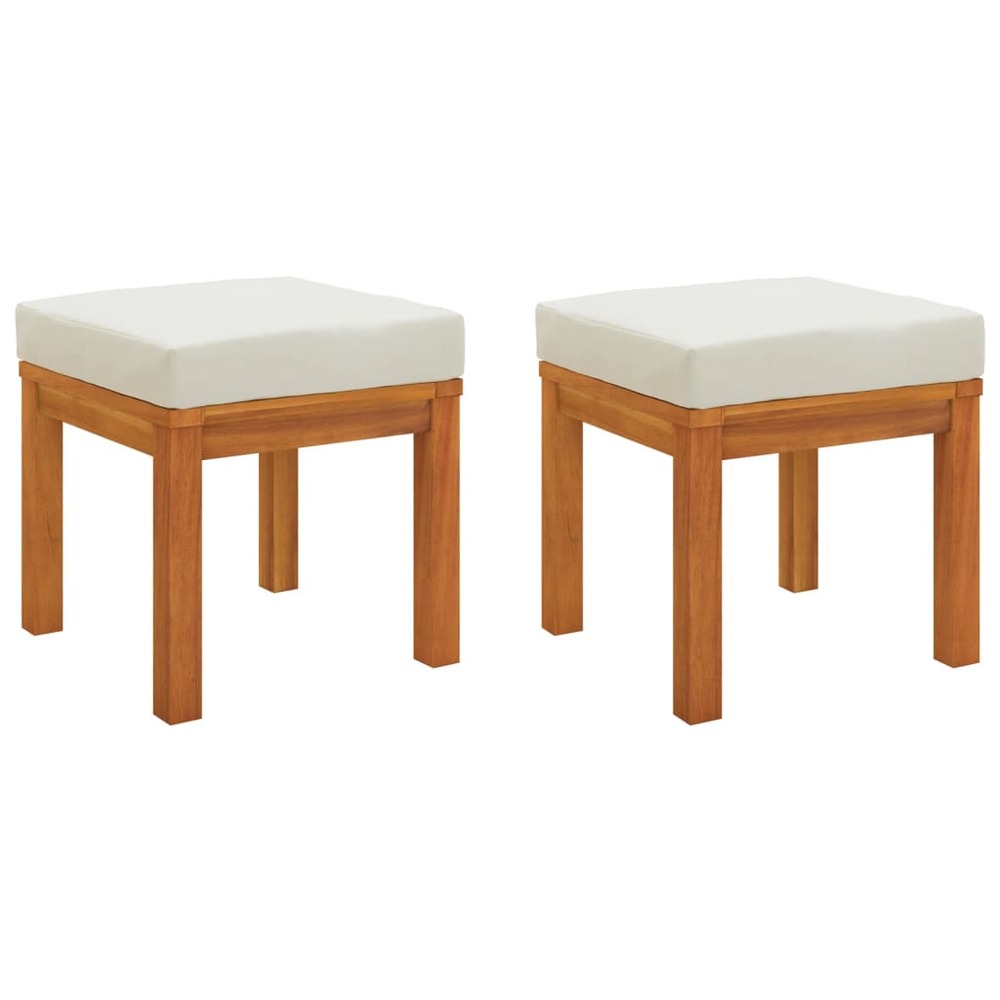 Tabourets de jardin et coussins lot de 2 acacia solide