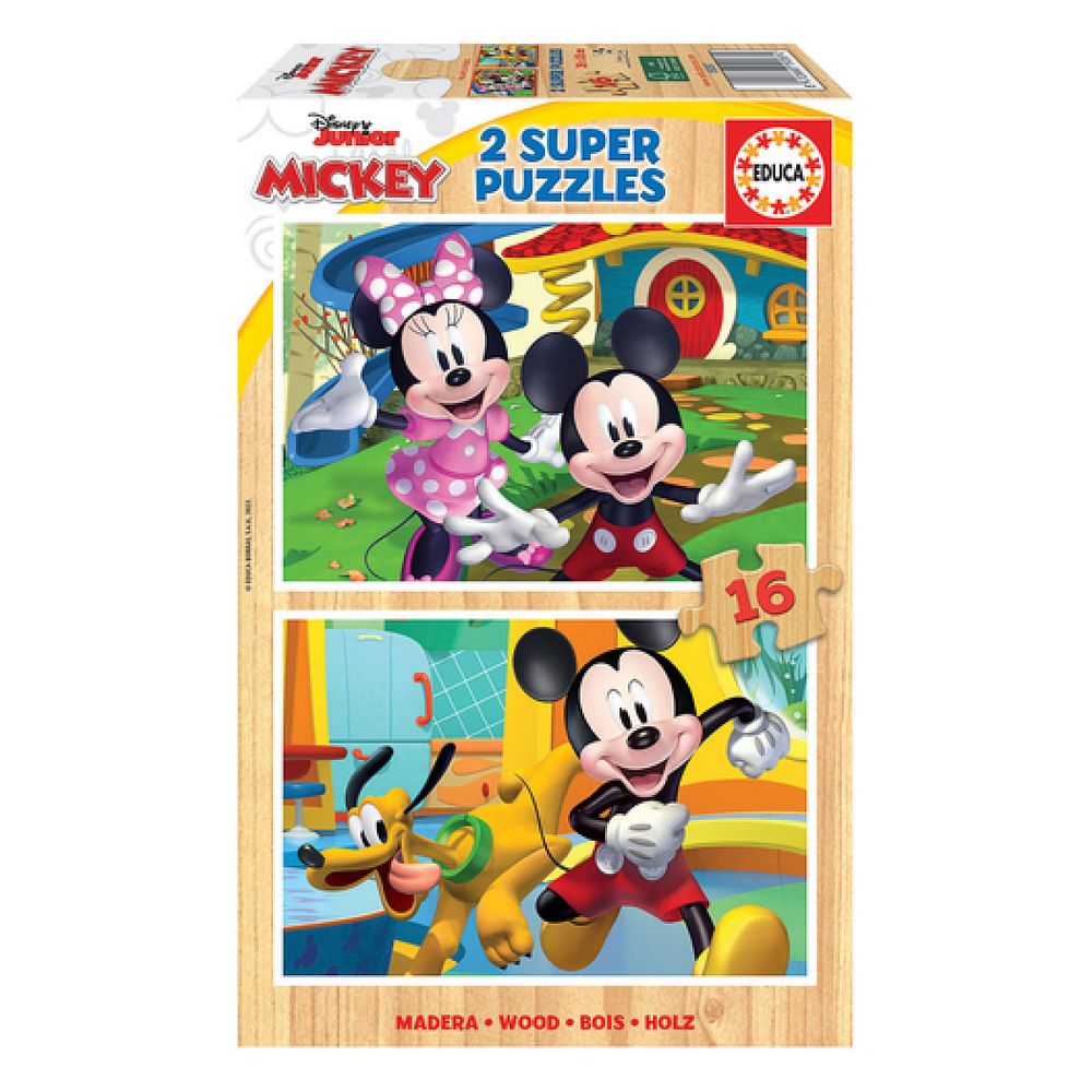 2 puzzles de 16 pieces mickey et minnie