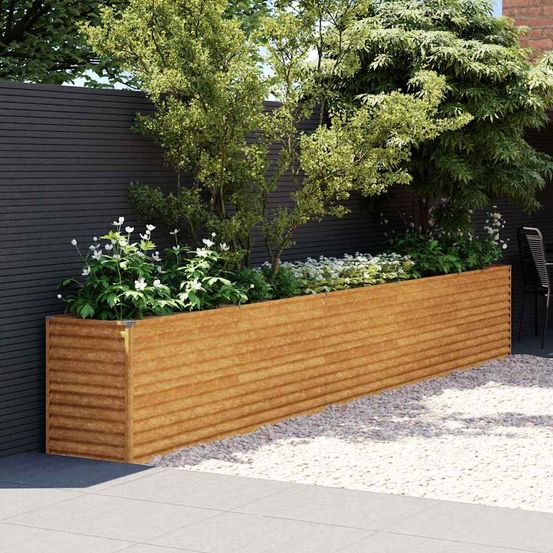 Jardinière surélevée acier corten pour potager jardin rouillé 482x50x69 cm