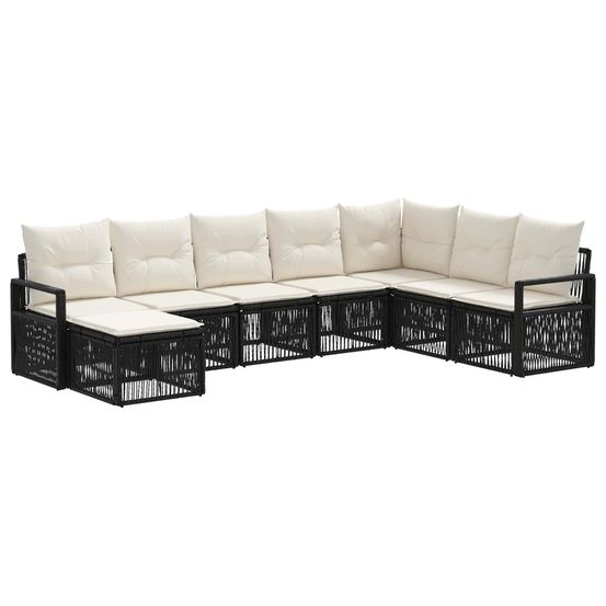 Ensemble de canapé de jardin 8 pc noir polyrotin