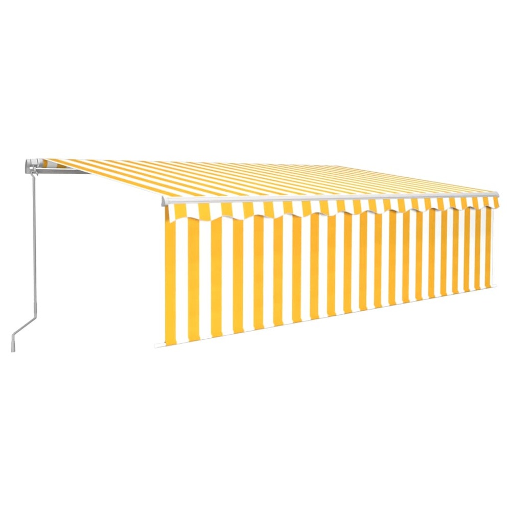 Auvent rétractable manuel avec store 5x3 m jaune et blanc