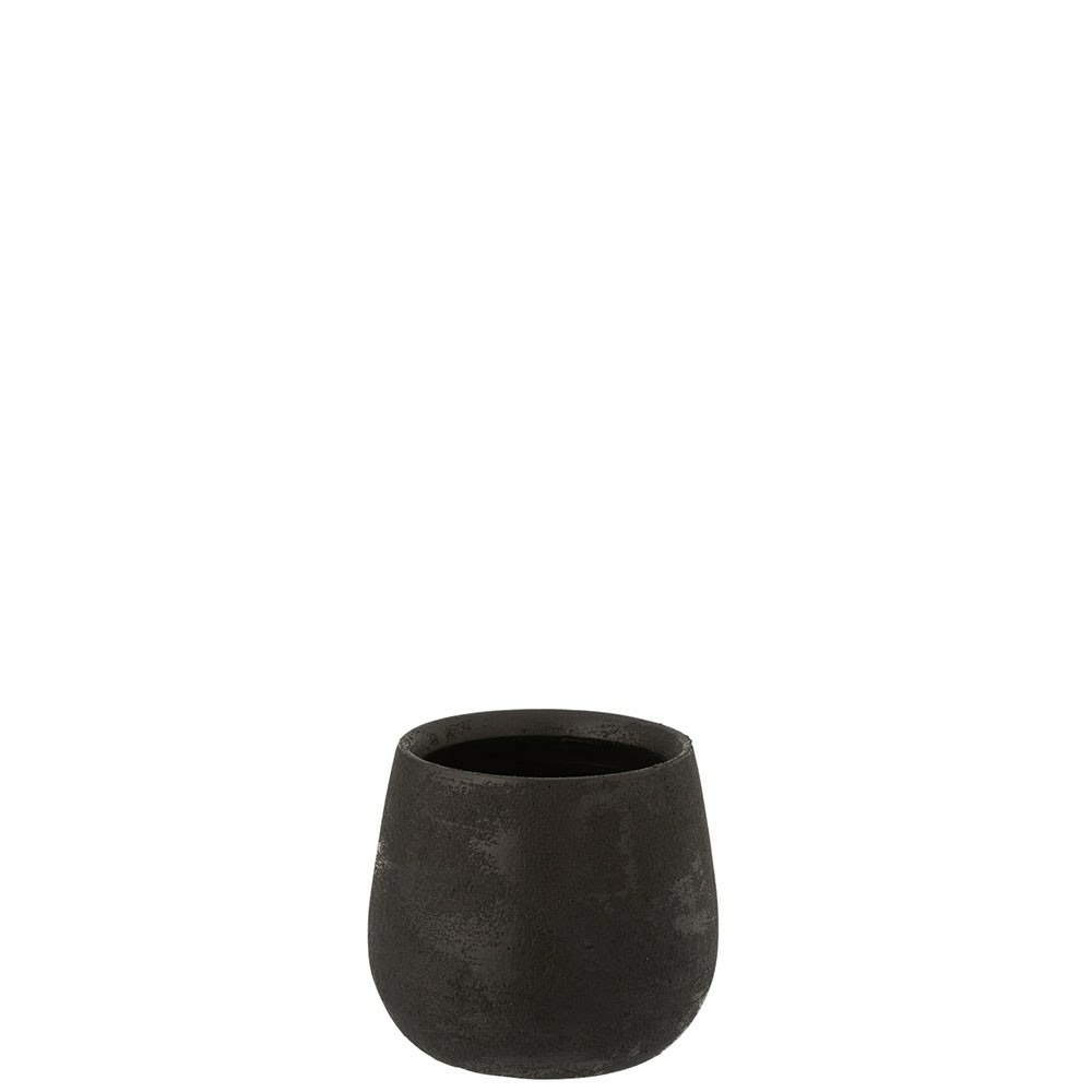 Cachepot irregulier rugueux ceramique noir petit