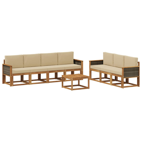 Ensemble de canapés d'extérieur avec coussin 7 pcs naturel