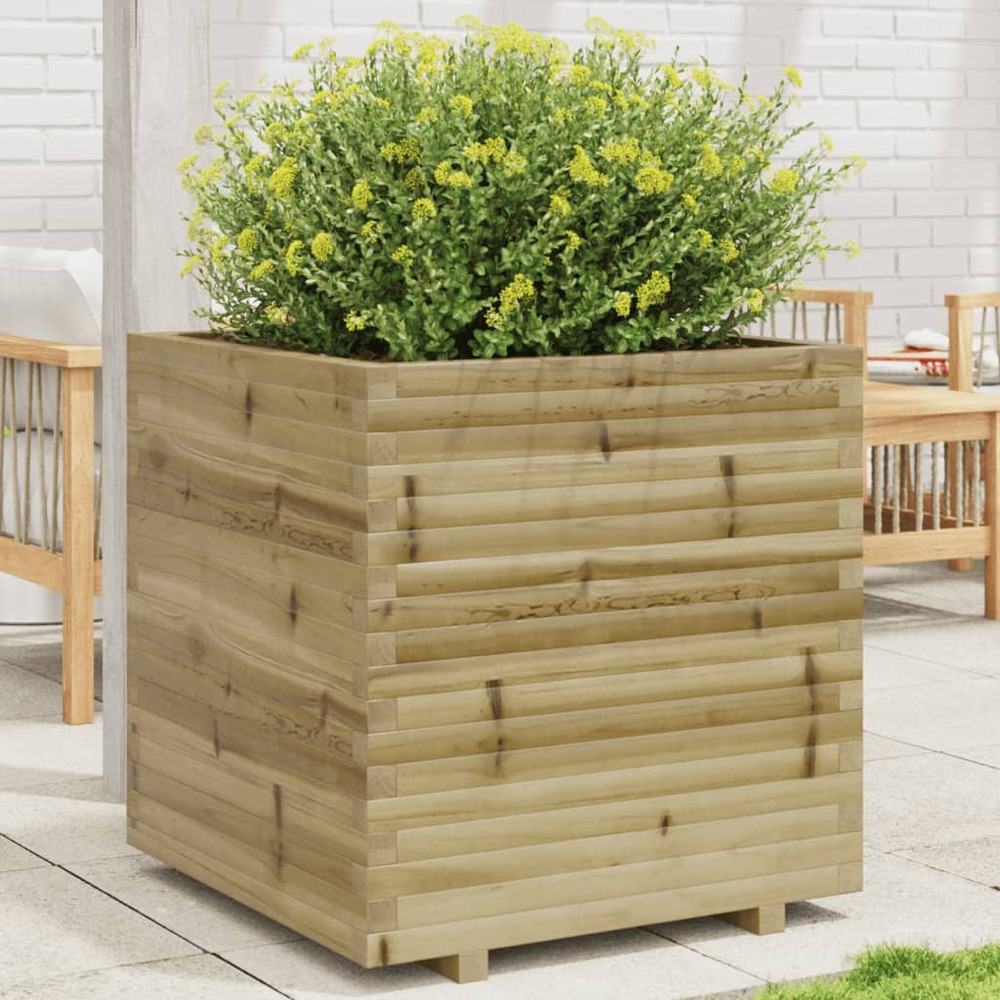 Jardinière bac lit surélevé plantes fleurs terrasse jardin 70 x 70 x 72,5 cm bois de pin imprégné marron