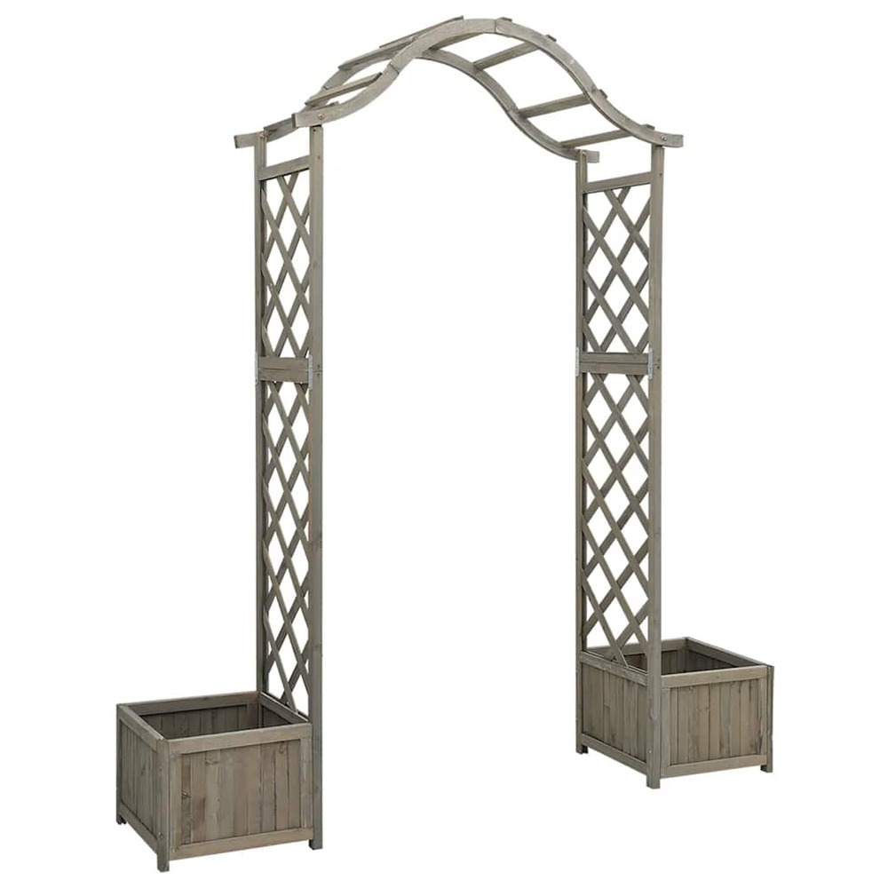Pergola de jardin avec jardinière gris bois pin massif