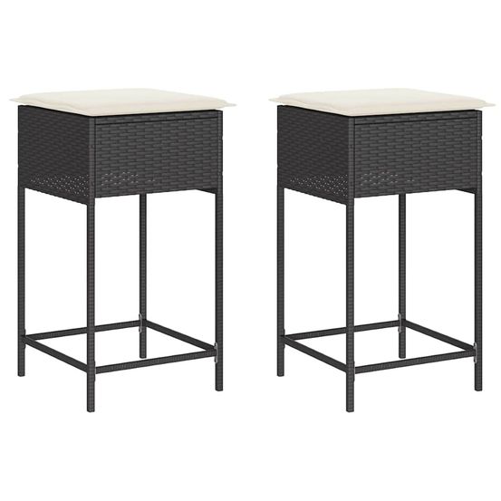 Tabourets de bar jardin coussins lot de 2 noir résine tressée