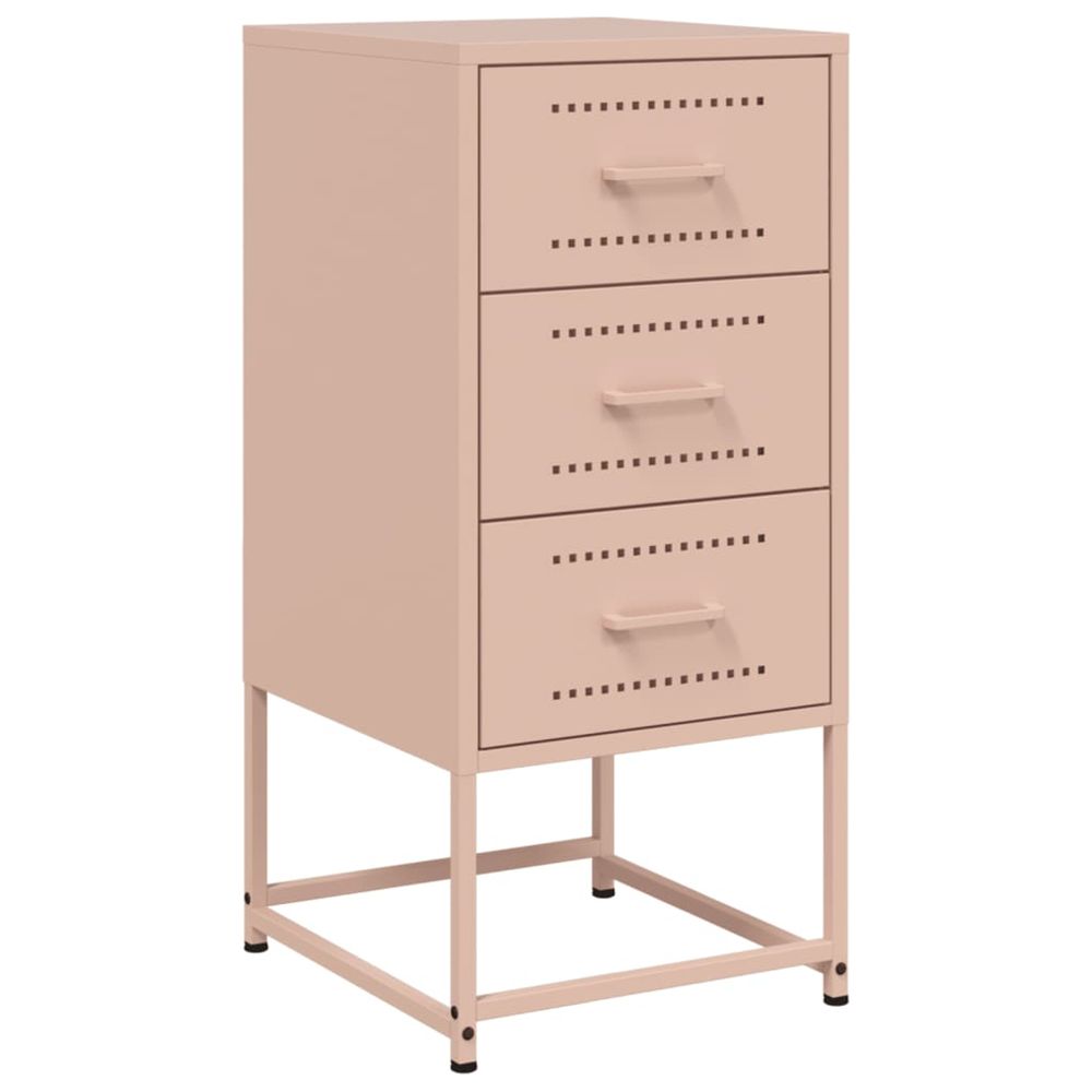 Table de chevet rose 36x39x78 cm acier