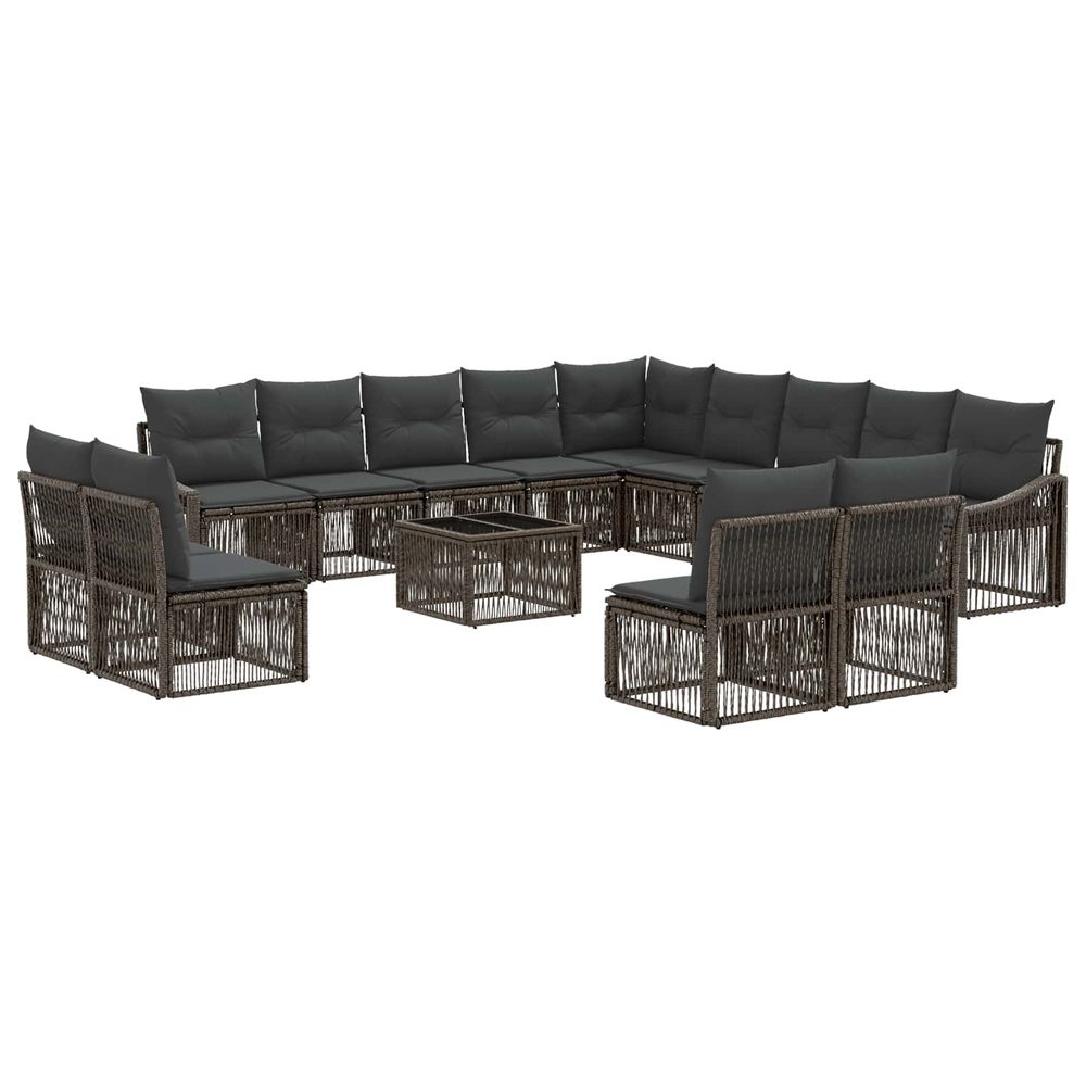 Ensemble de canapé de jardin 14 pc gris polyrotin