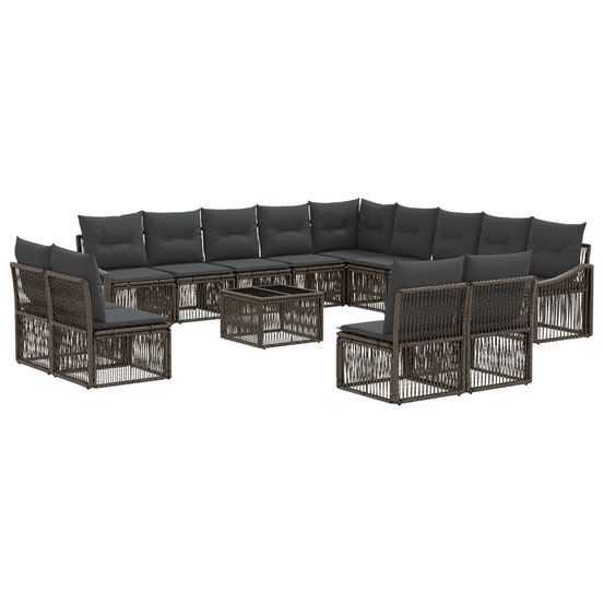 Ensemble de canapé de jardin 14 pc gris polyrotin