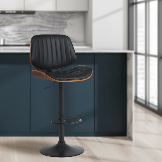 Tabouret de bar clawson simili cuir noir