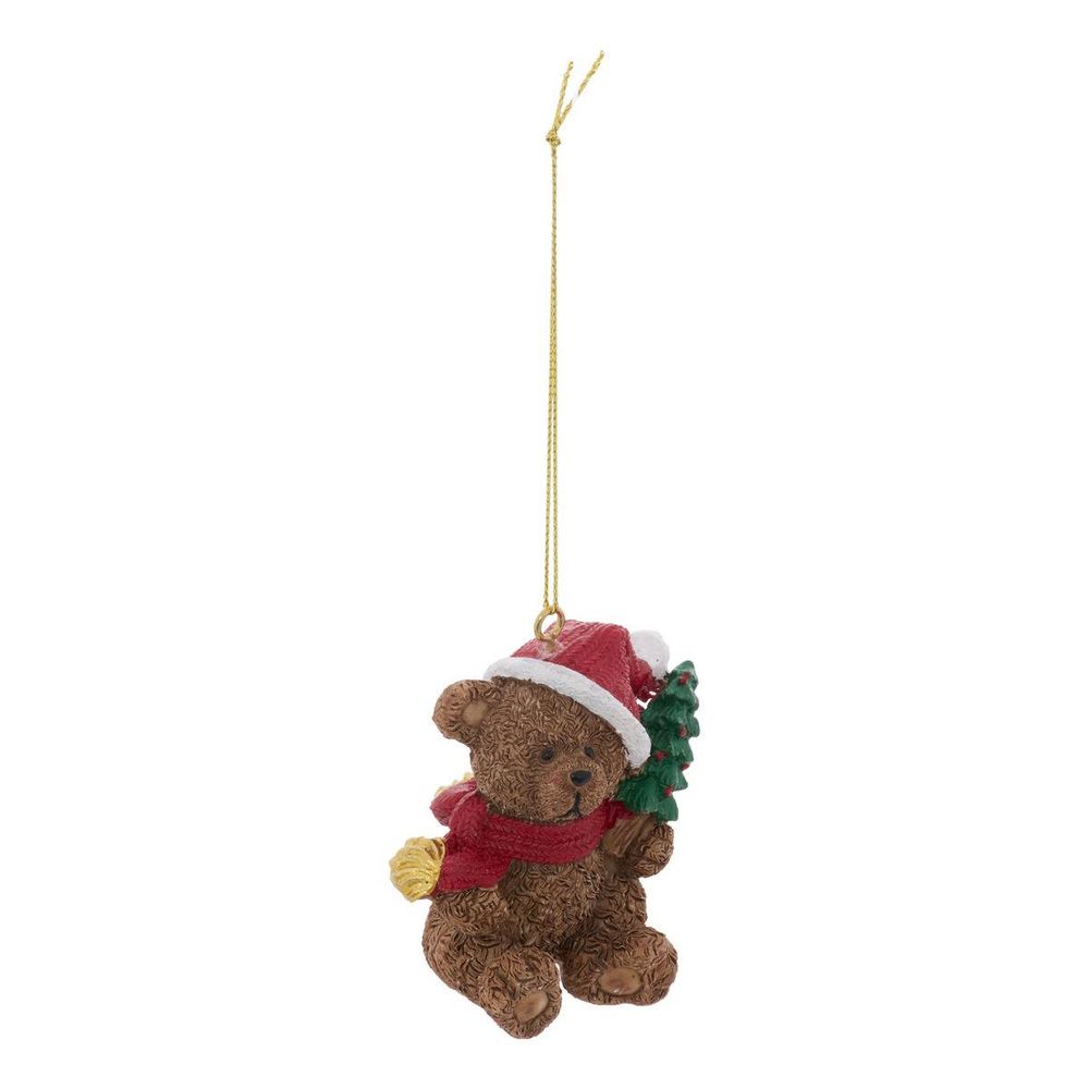 Suspension de sapin oursons bonnet en résine 6 cm