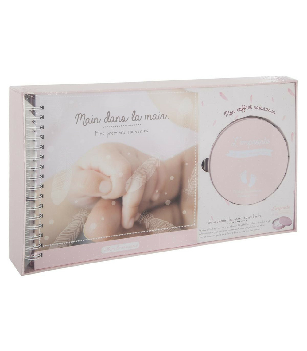 Coffret naissance album photos et boîte à empreinte