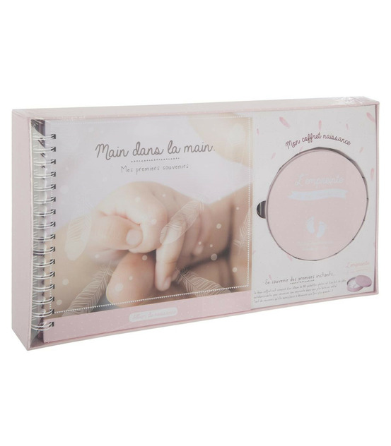 Coffret naissance album photos et boîte à empreinte