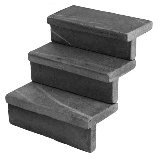 Dessus de marche ardoise noire vieillie 60x30x6 cm bord droit (à l'unité) - ro'ma nature
