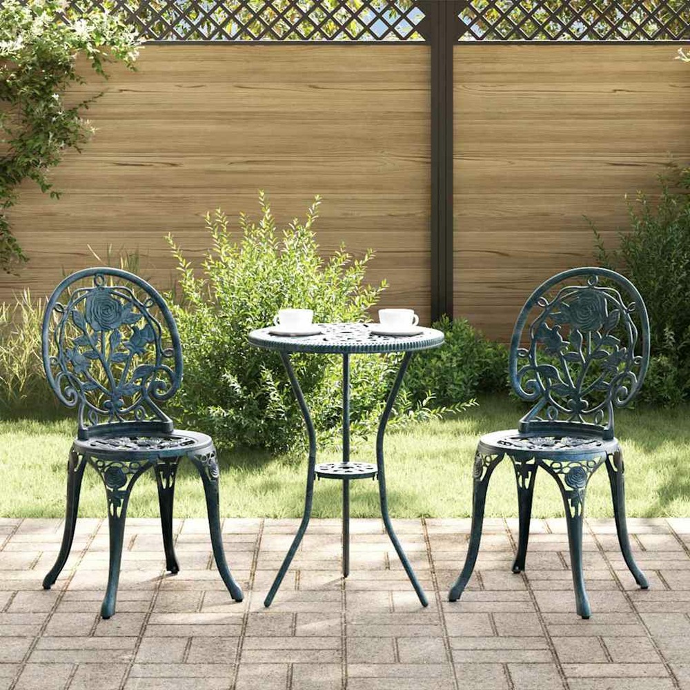 Ensemble bistro de jardin 3 pcs vert aluminium