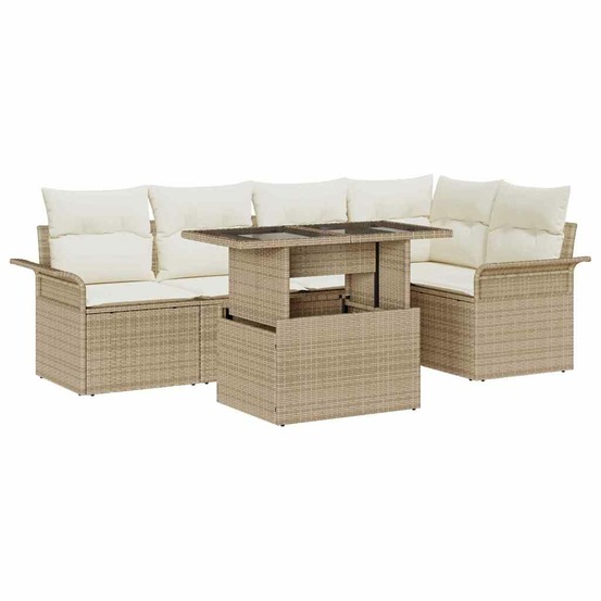 Ensemble de canapé de jardin 6 pcs beige poly rotin
