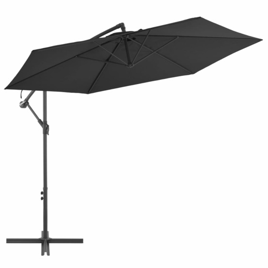 Parasol de jardin en porte-à-faux avec mât en aluminium noir