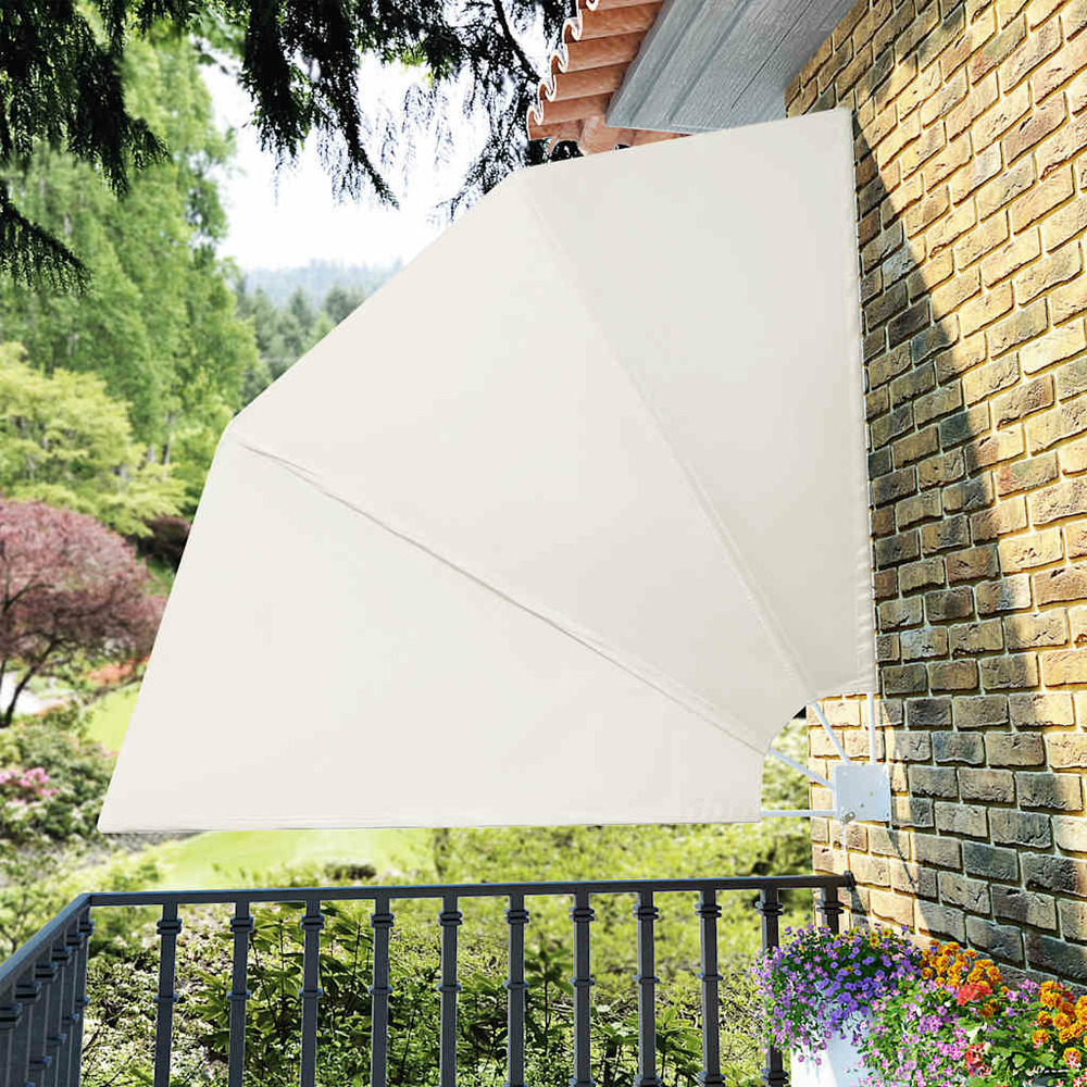 Auvent latéral pliable de balcon crème 210 x 210 cm