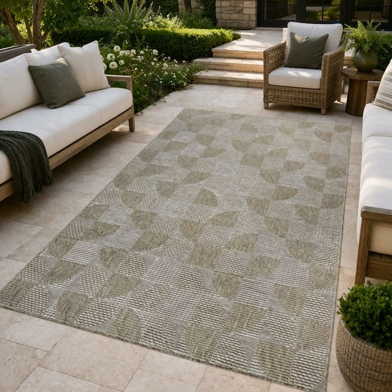 Tapis exterieur 190x290cm taupe margaretha