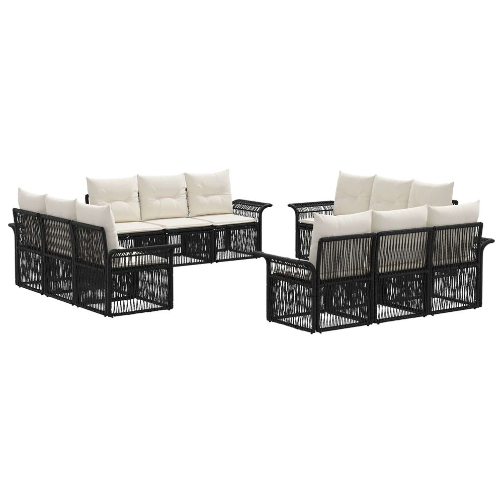 Ensemble de canapé de jardin 12 pc noir polyrotin