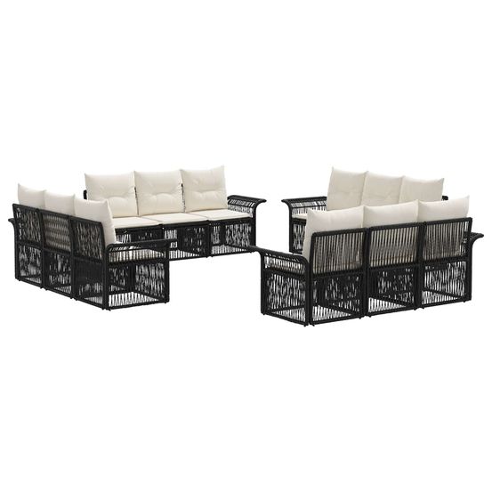 Ensemble de canapé de jardin 12 pc noir polyrotin