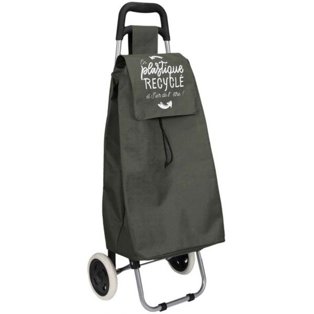 Chariot shopping en plastique recyclé 2 roues kiwi