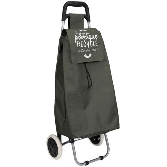 Chariot shopping en plastique recyclé 2 roues kiwi