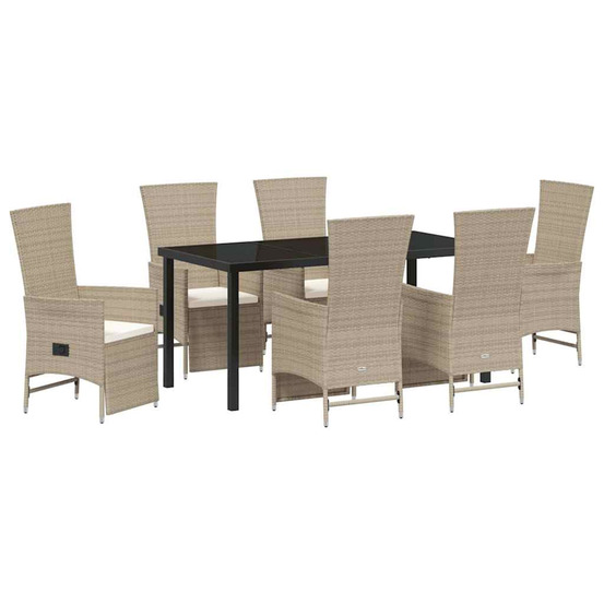Ensemble de salle à manger pour jardin 7 pcs beige polyrotin