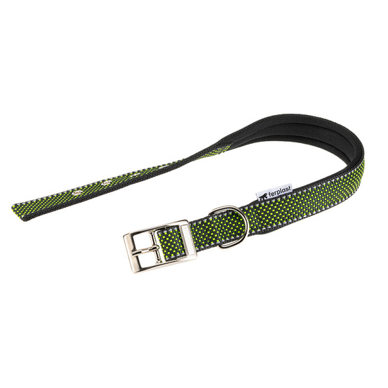 Collier pour chiens réfléchissant rembourré daytona deluxe c25/53, réglable, boucle en métal, noir-vert