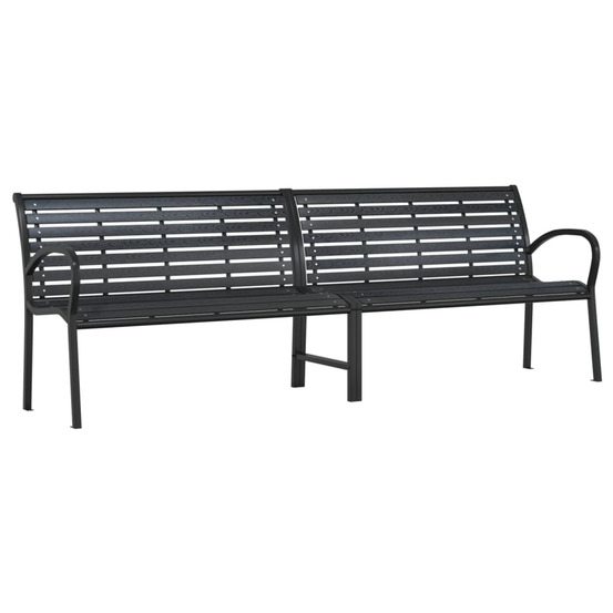 Banc double de jardin noir 231 cm acier et wpc