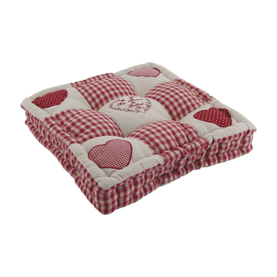 Coussin rouge motifs coeurs