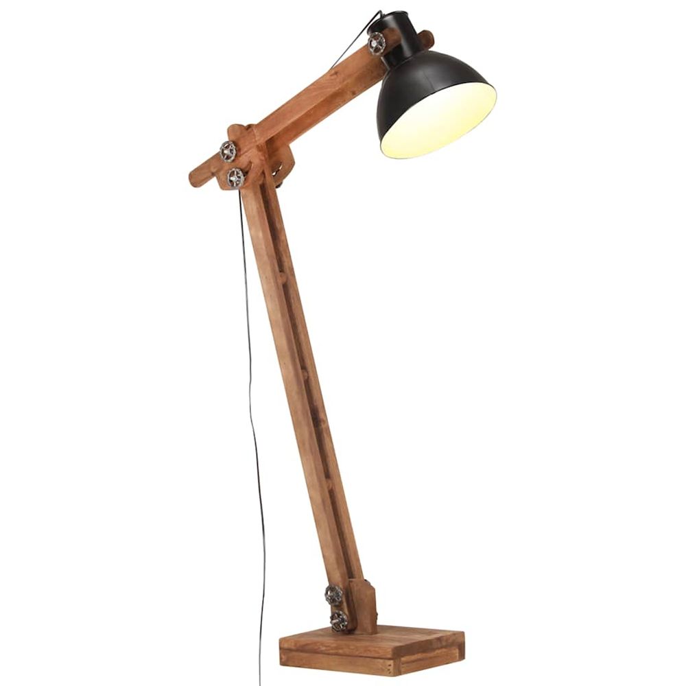 Lampadaire noir bois de manguier massif e27