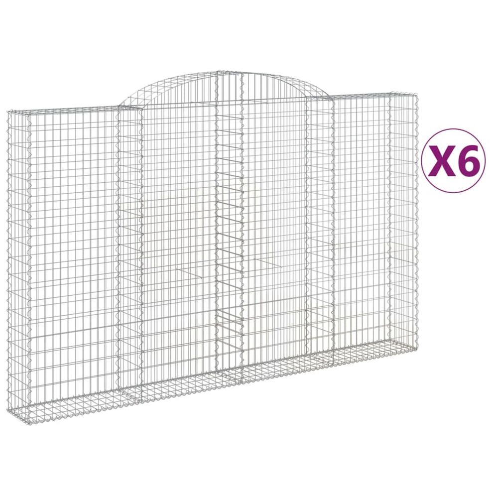 Paniers à gabions arqués 6 pcs 300x30x180/200 cm fer galvanisé