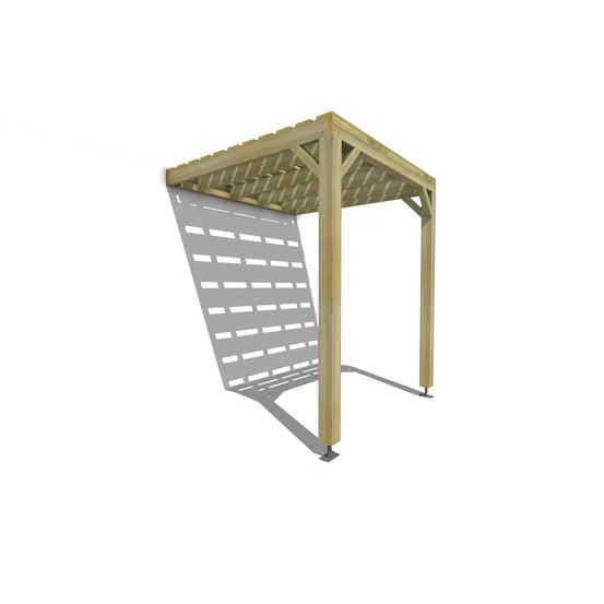 Pergola bois • 2m x 2m • adossée • sens profondeur • platelage bois • livraison comprise
