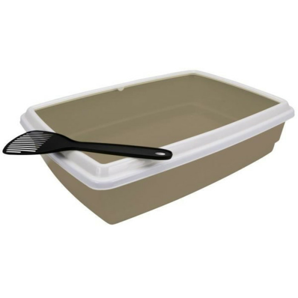 Bac a litiere avec rebord + pelle - aime - pour chat - violet - 44 x 34 x 11 cm