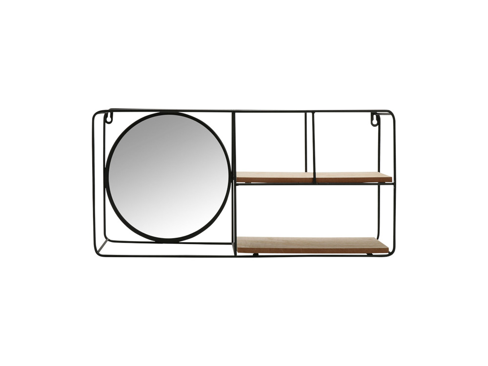Étagère murale avec miroir bois et métal