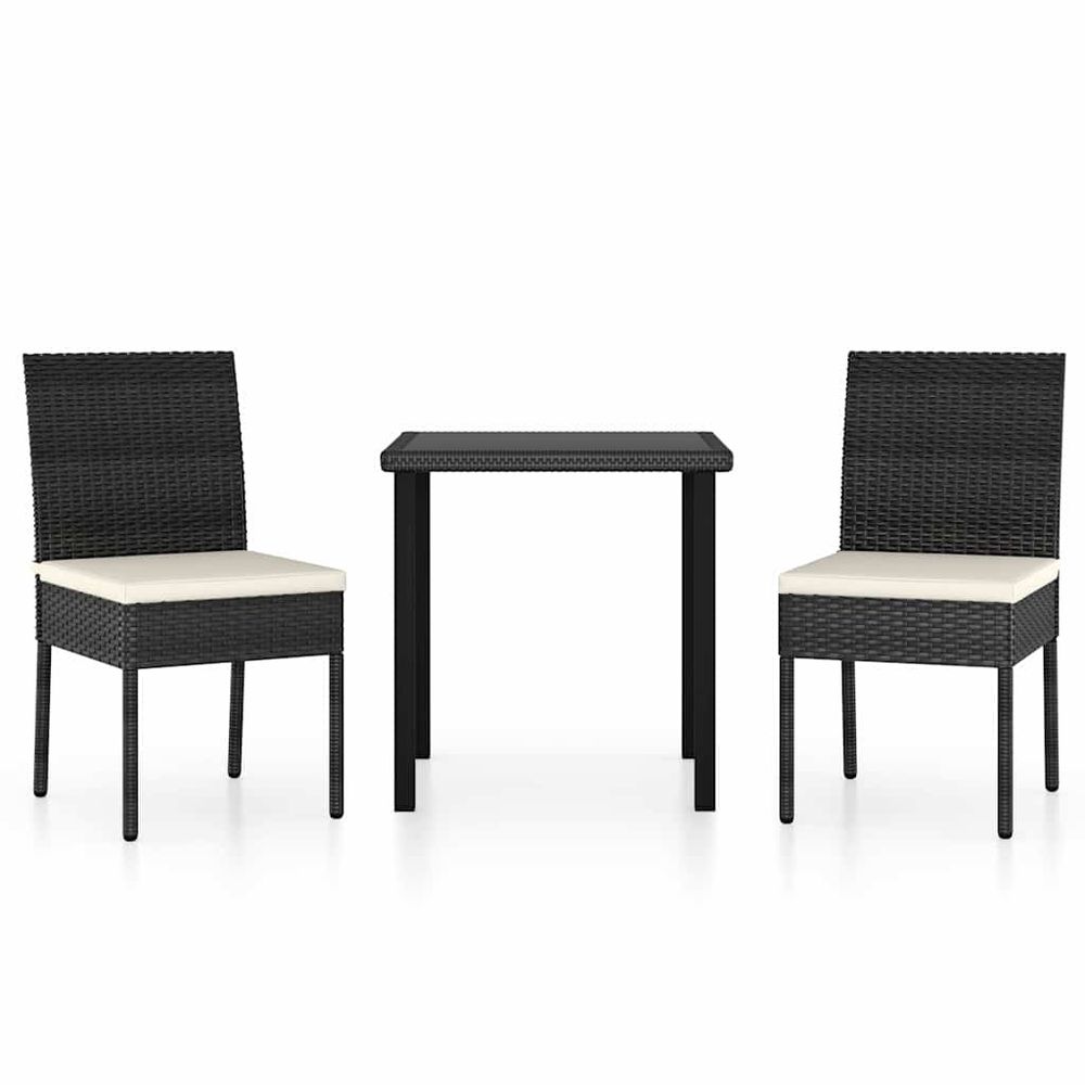 Ensemble à manger de jardin 3 pcs résine tressée noir