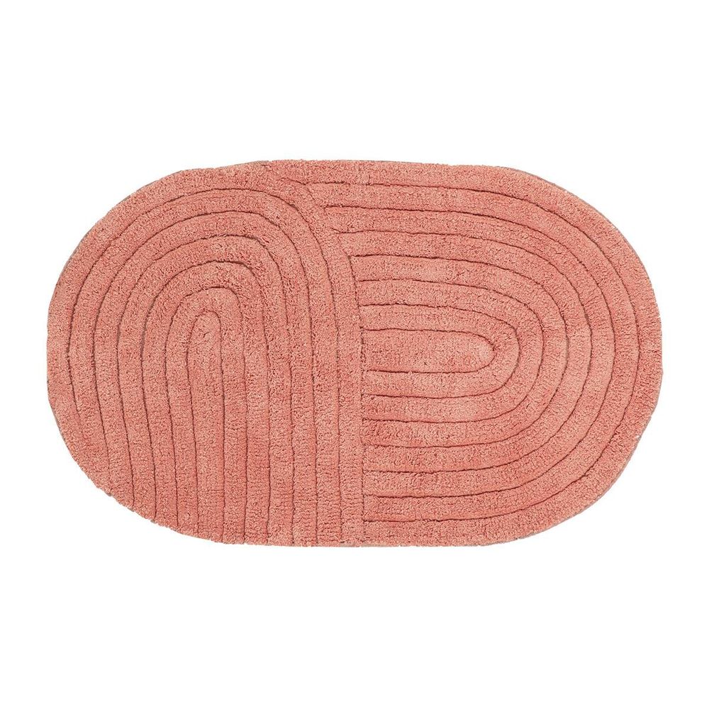 Tapis coton tufte oval 50x80cm - terre de sienne