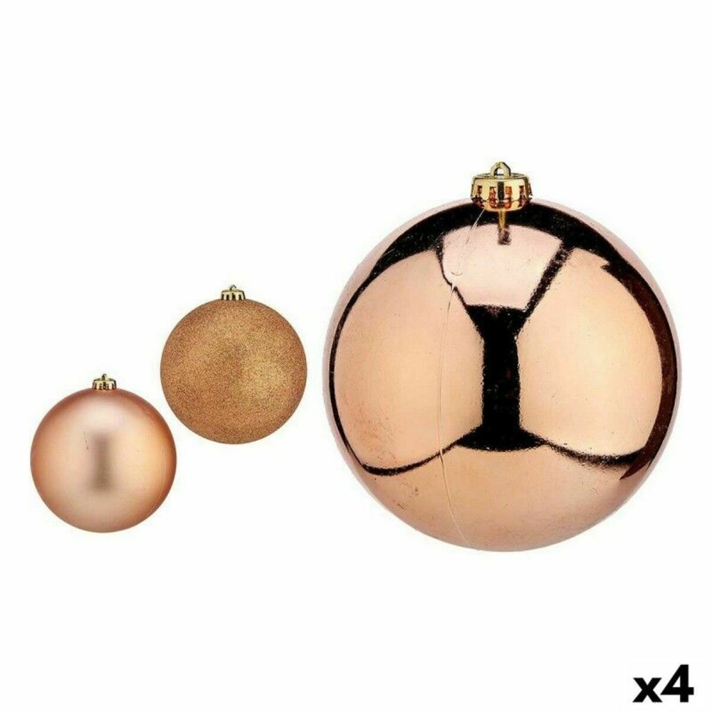 Lot de boules de noël cuivre plastique 15 x 16 x 15 cm (4 unités)