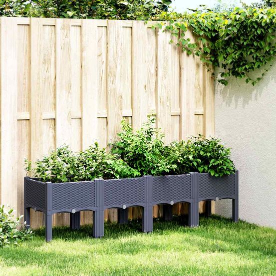 Jardinière surélevée xxl pp pour potager balcon 160x40x42 cm bleu gris
