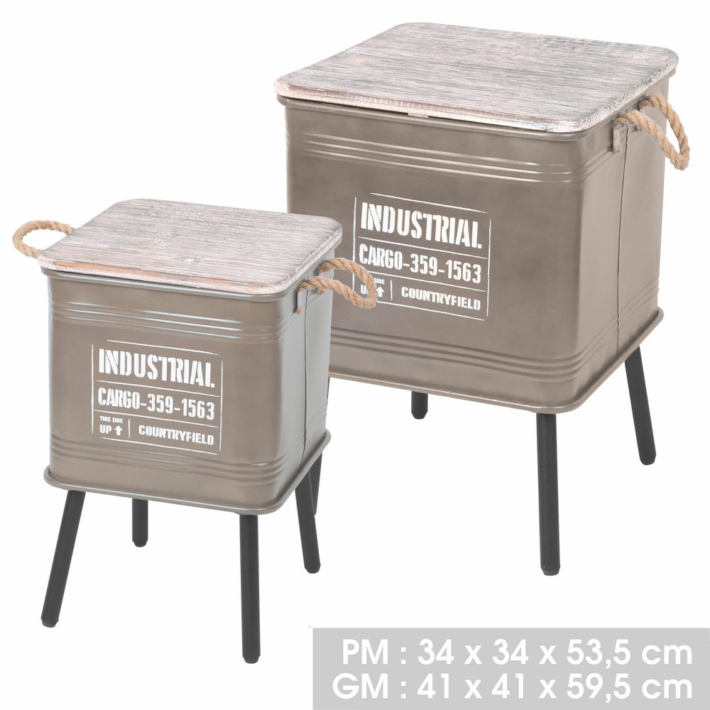 2 tables d'appoint design industriel loft