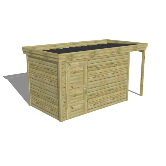 Abri de jardin bois pin traité autoclave 27mm - 4,44x2,14m / 10m2 - bac acier - abri français