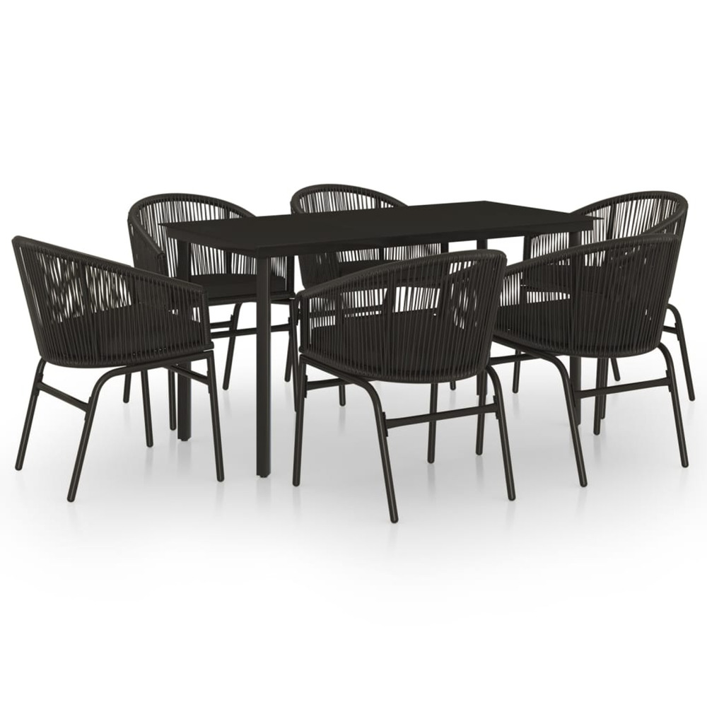 Ensemble à manger de jardin 7 pcs noir