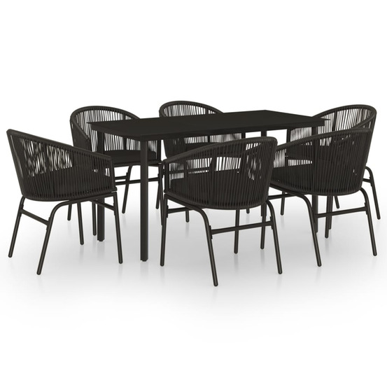Ensemble à manger de jardin 7 pcs noir