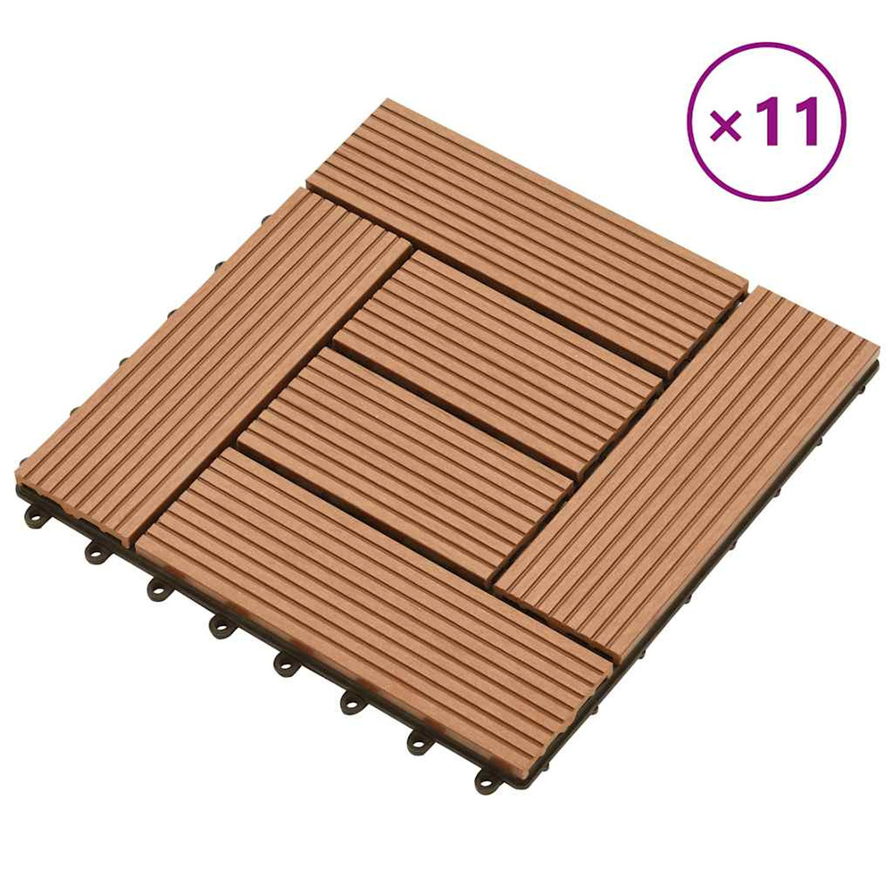 Carreaux de terrasse 30x30 cm 11 pcs marron wpc 1 m2