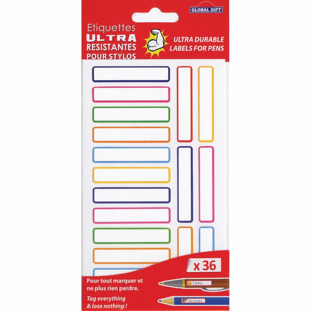 36 étiquettes plastifiées - couleurs primaires - ultra-résistantes
