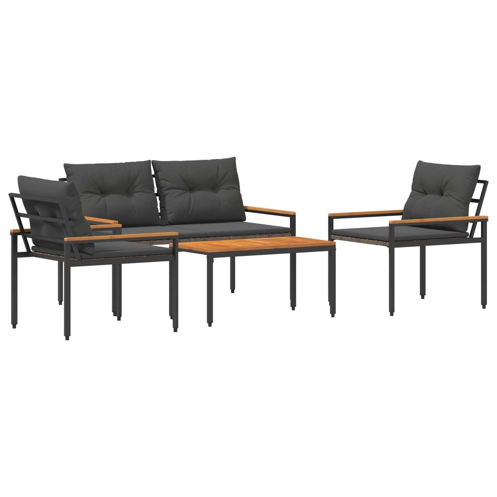 Ensemble de meubles d'extérieur 4 pc 4 place gris foncé